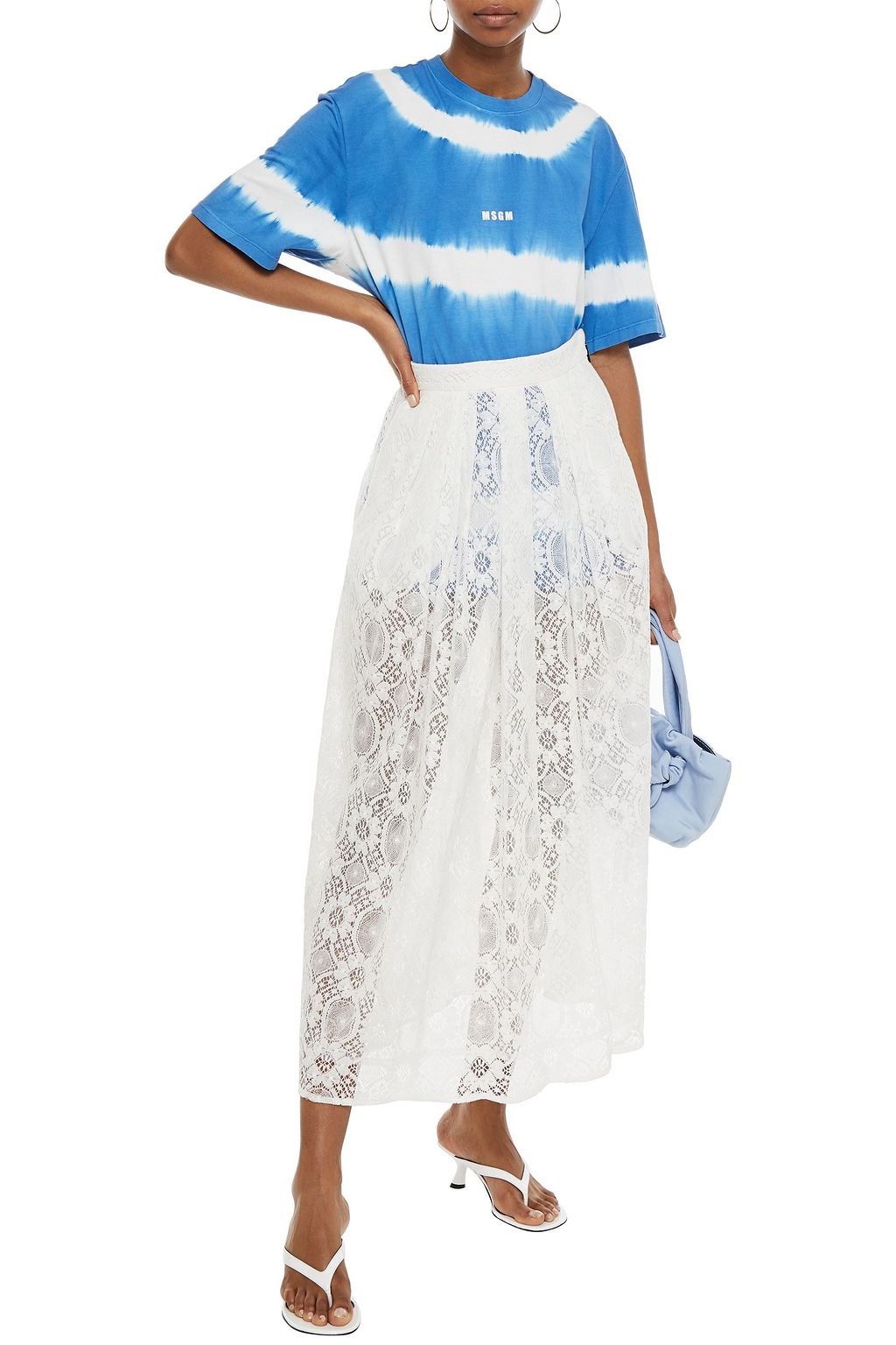 MSGM Cotton-blend lace maxi skirt