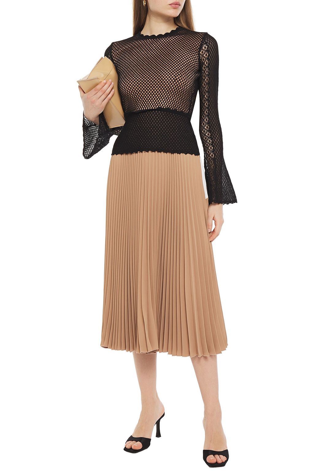 MCQUEEN Scalloped pointelle and open-knit top