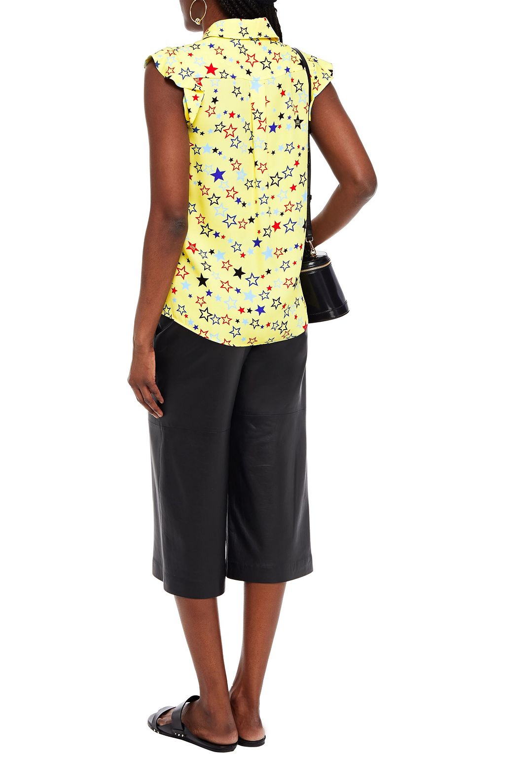 LOVE MOSCHINO Ruffled printed crepe de chine top