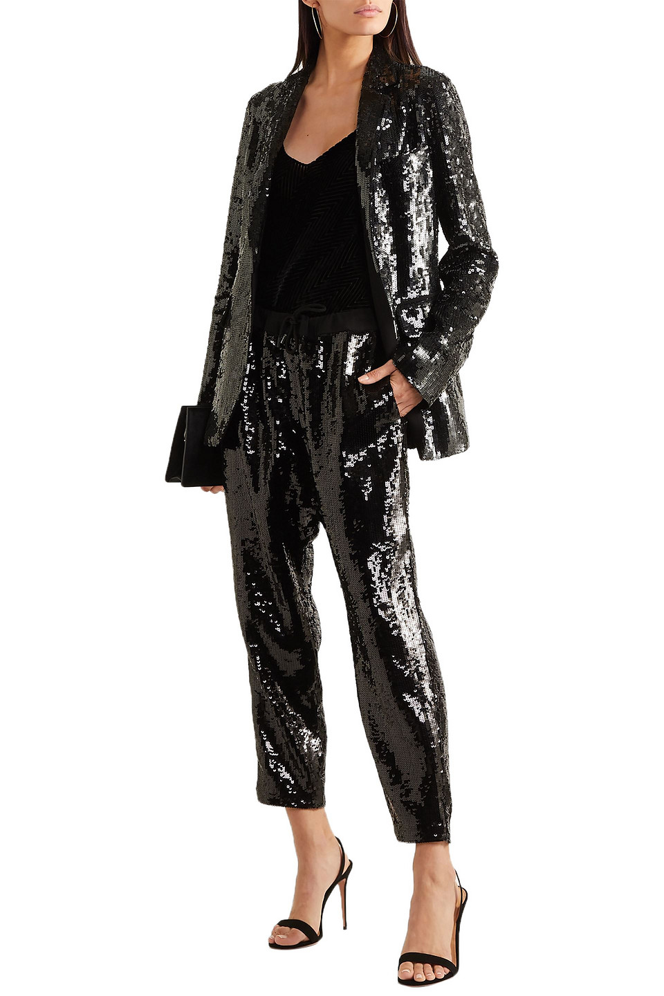 Nili Lotan Isabella Devoré-velvet Camisole In Black