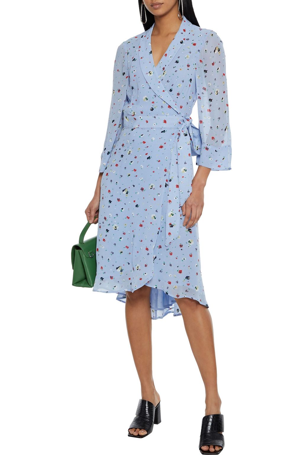 GANNI The Alex floral-print chiffon wrap dress