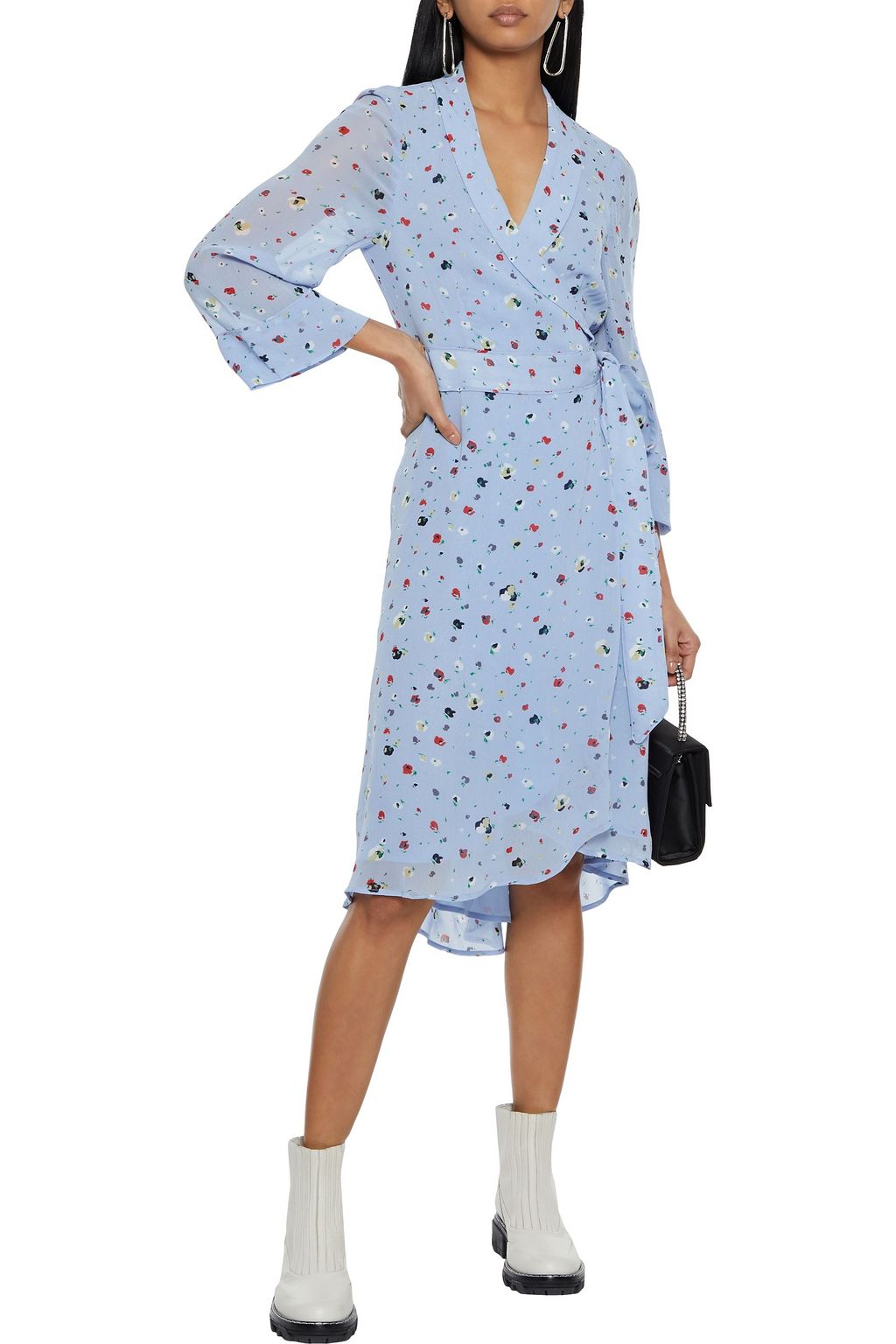 GANNI The Alex floral-print chiffon wrap dress
