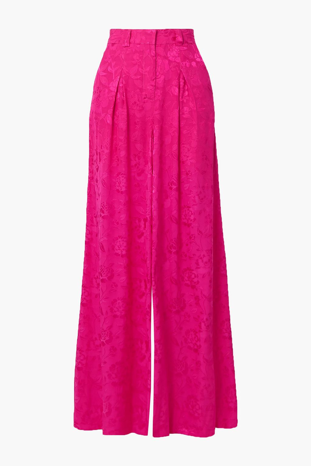 Fuchsia Serge floral-jacquard wide-leg 
