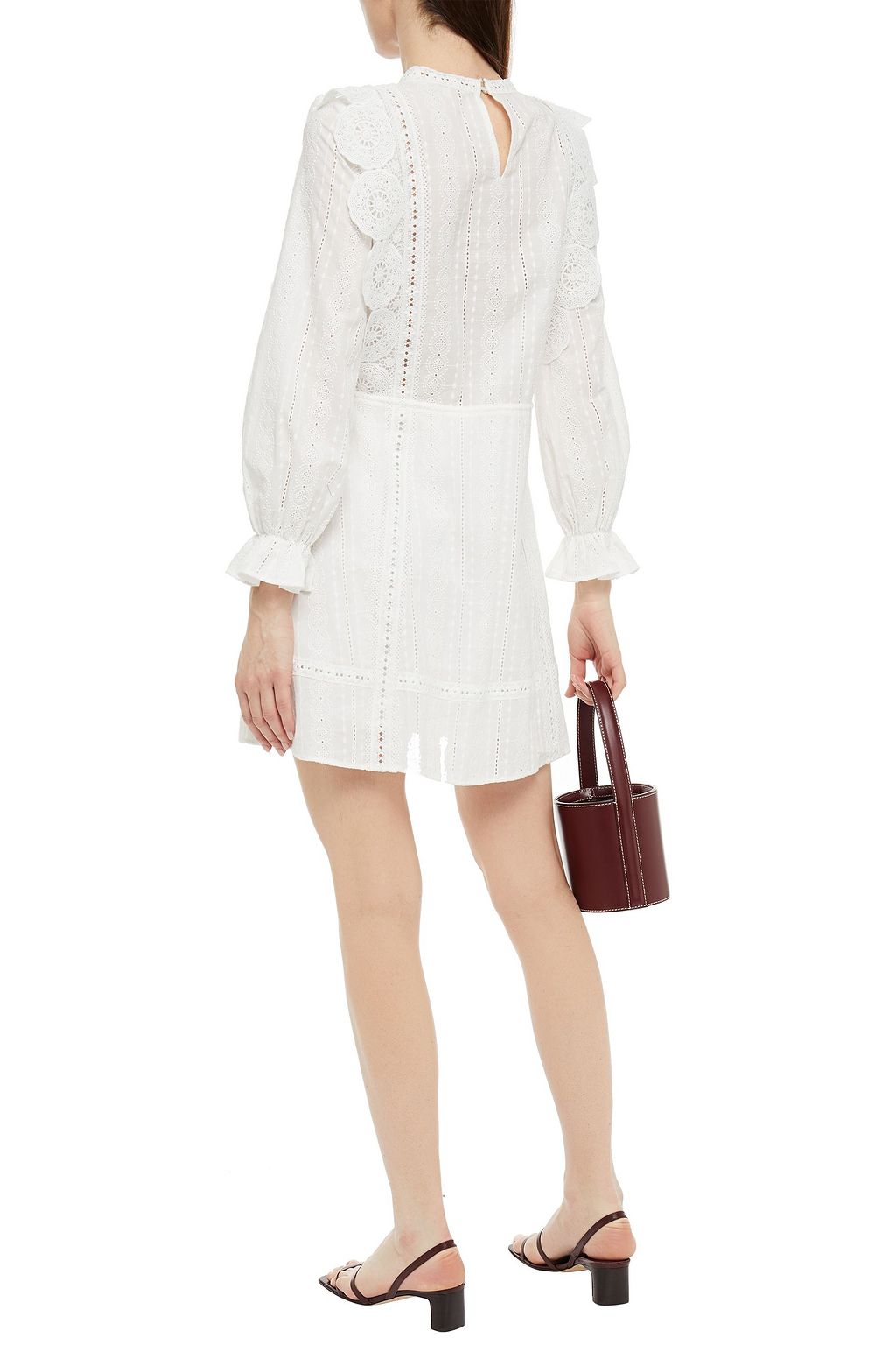 Weiss Ravia Minikleid Aus Baumwolle Mit Ruschenbesatz Und Lochstickerei Sale Bis Zu 70 Maje The Outnet 