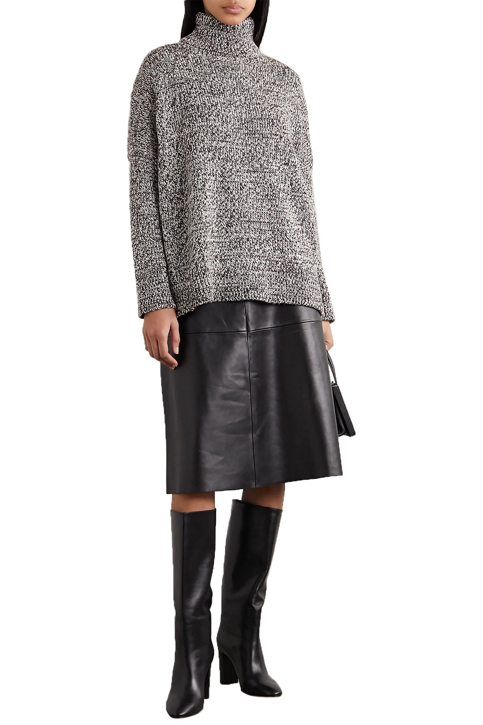 Co Oversized Mélange Merino Wool Turtleneck Jumper In Grey