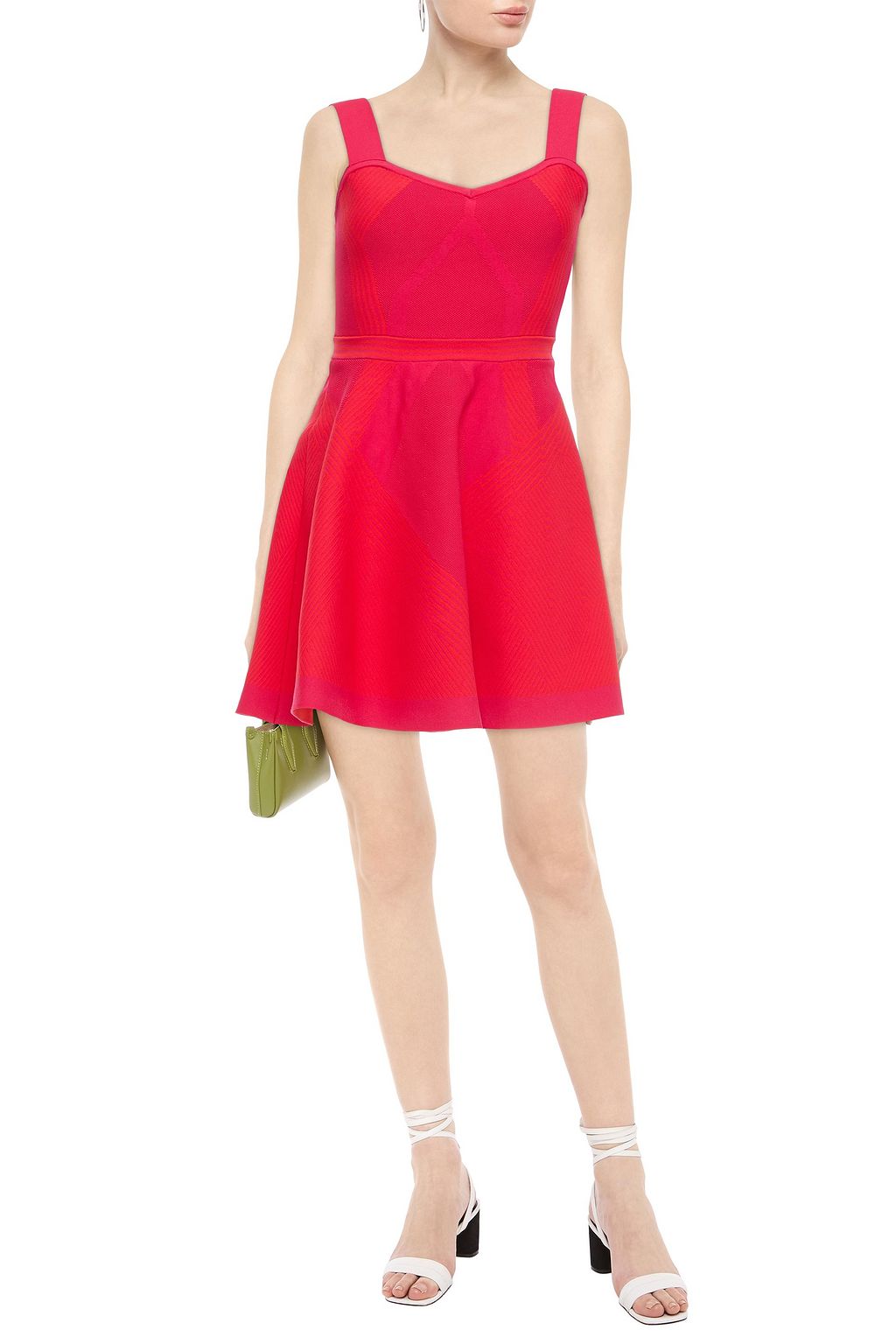 MAJE Fluted stretch-jacquard mini dress