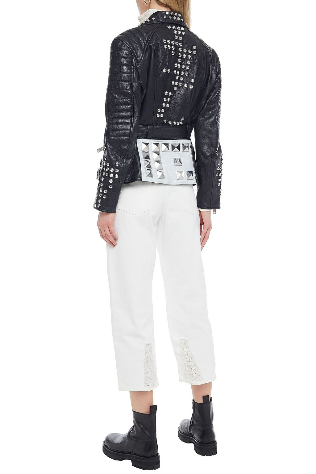 MCQUEEN Cropped distressed boyfriend jeans
