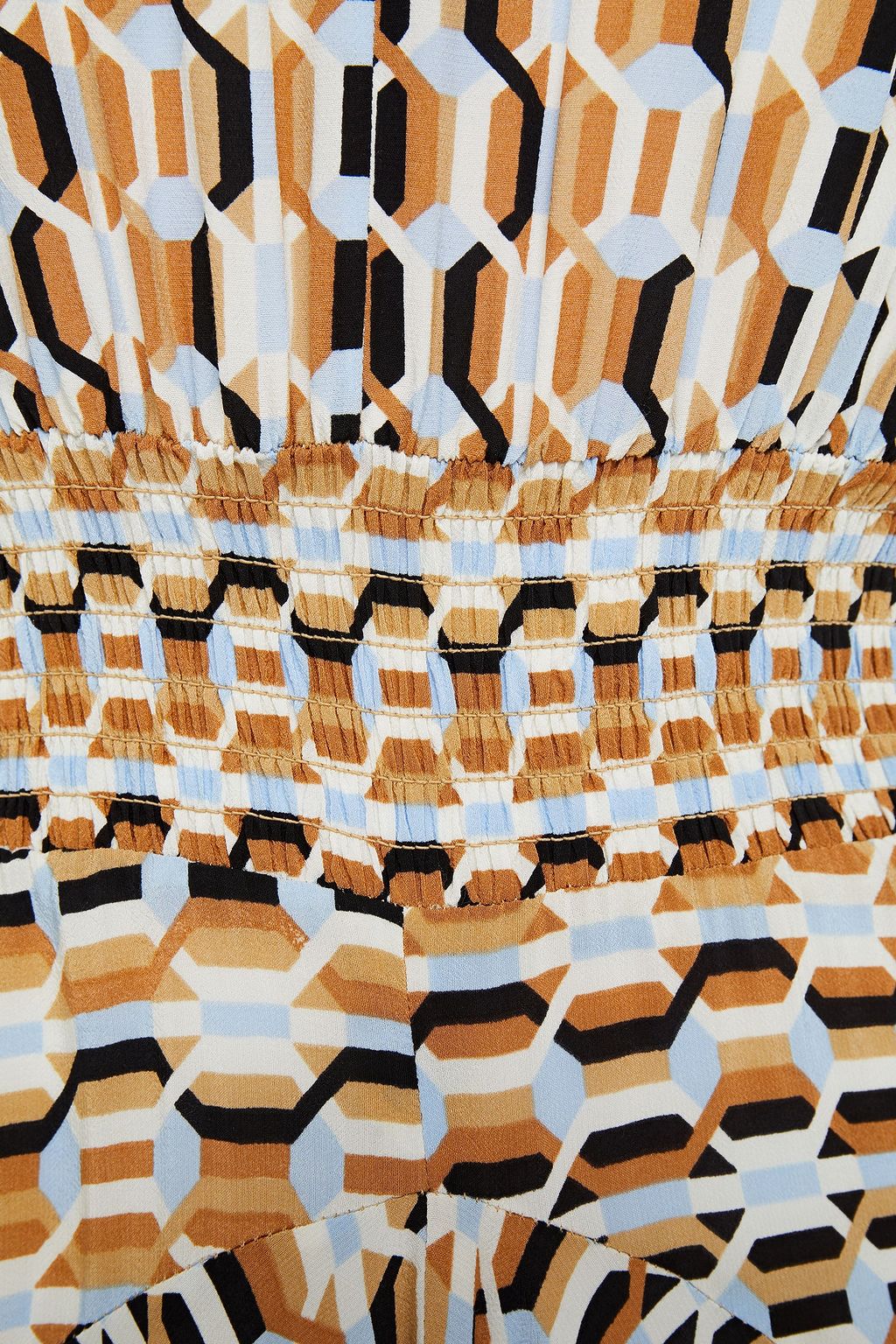 MAJE Shirred printed crepe de chine maxi dress