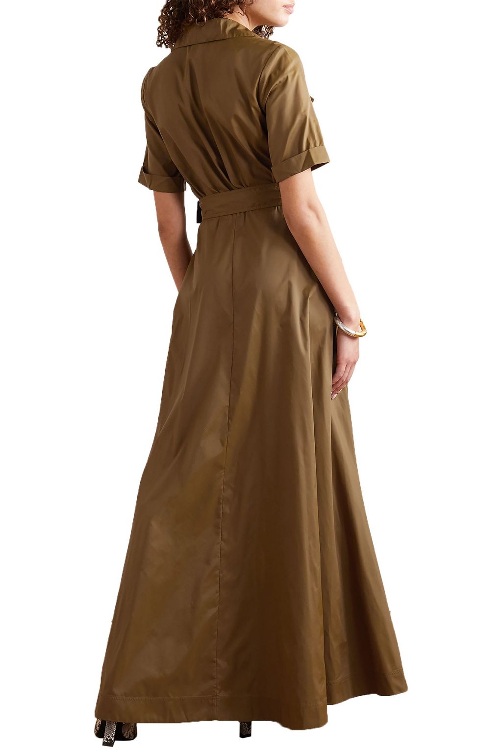 STAUD Millie belted  taffeta maxi shirt dress