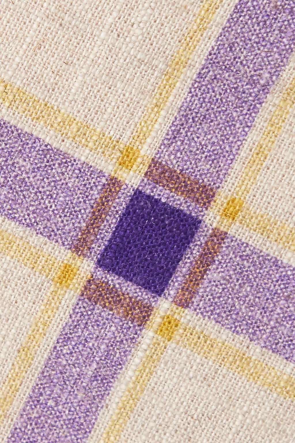 REJINA PYO Cecilie gathered checked linen mini skirt