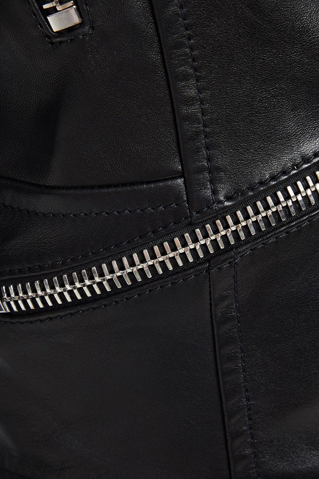 MCQUEEN Embroidered draped leather jacket