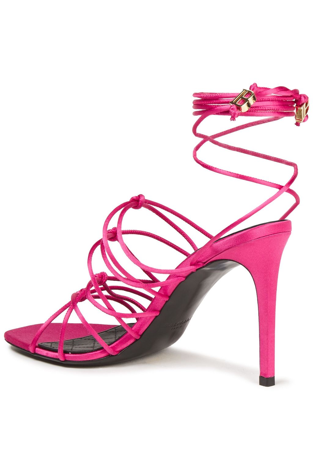 BALMAIN Mikki lace-up knotted satin sandals