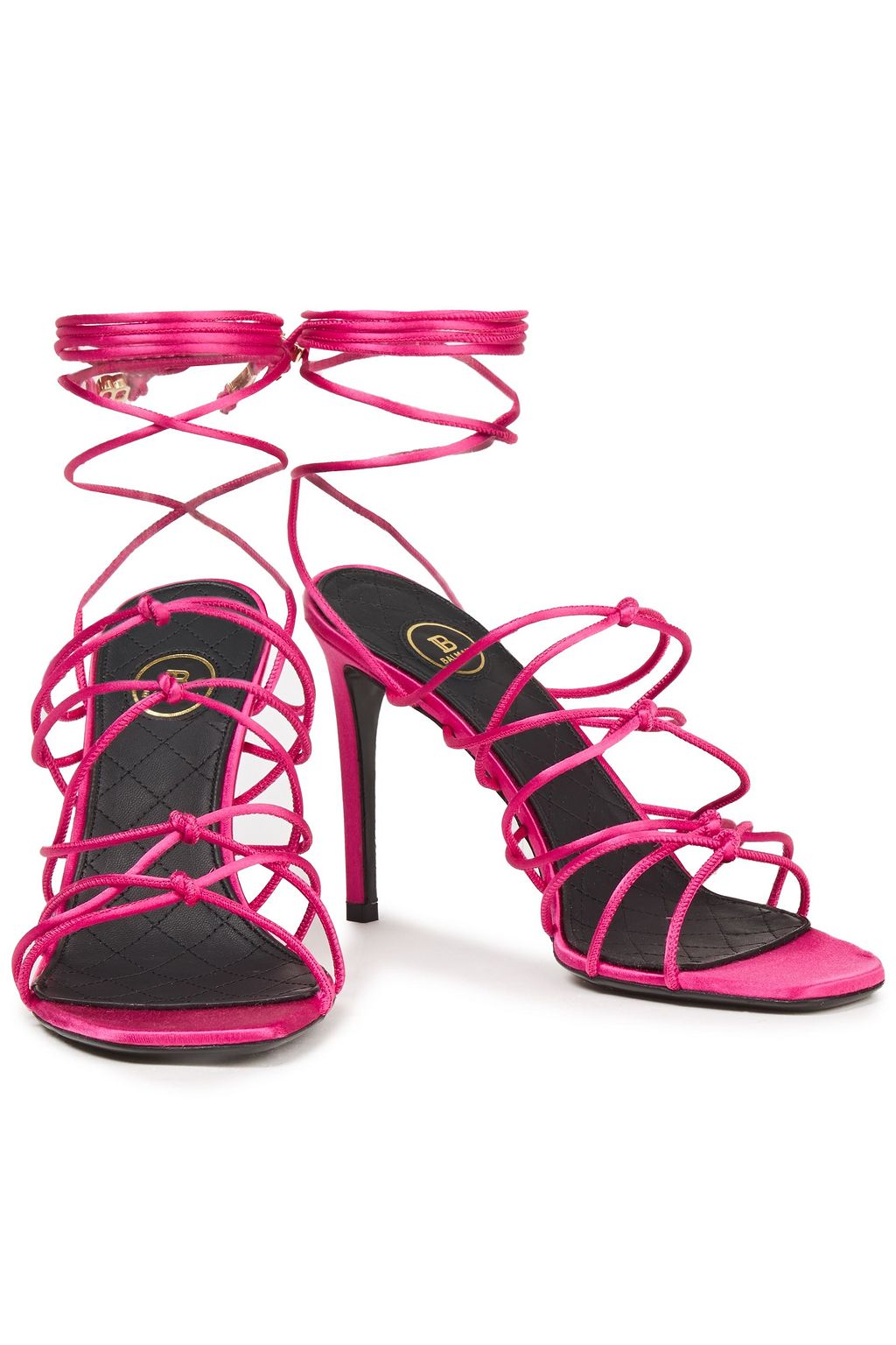 BALMAIN Mikki lace-up knotted satin sandals