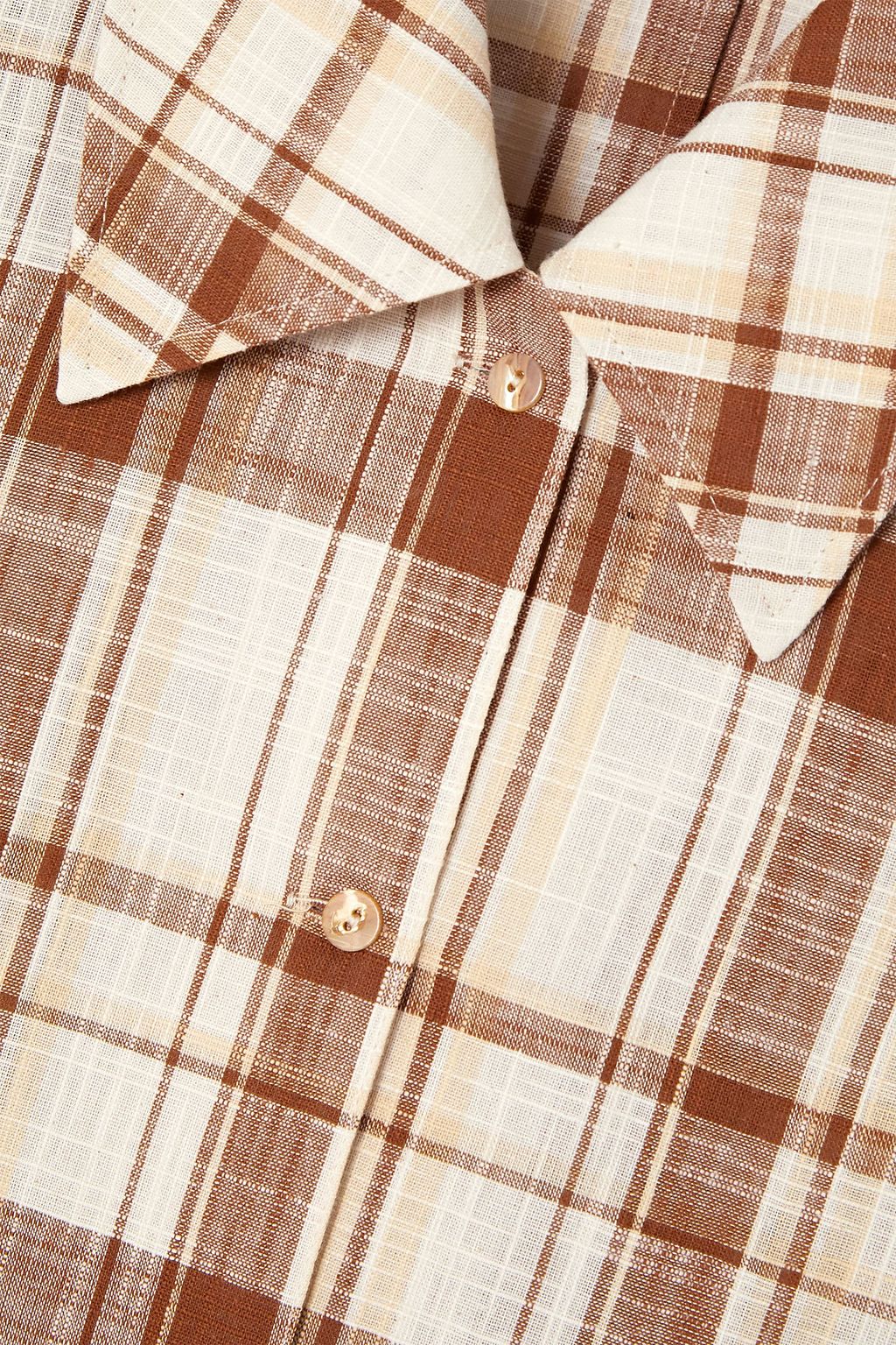 REJINA PYO Julia oversized checked cotton and linen-blend shirt