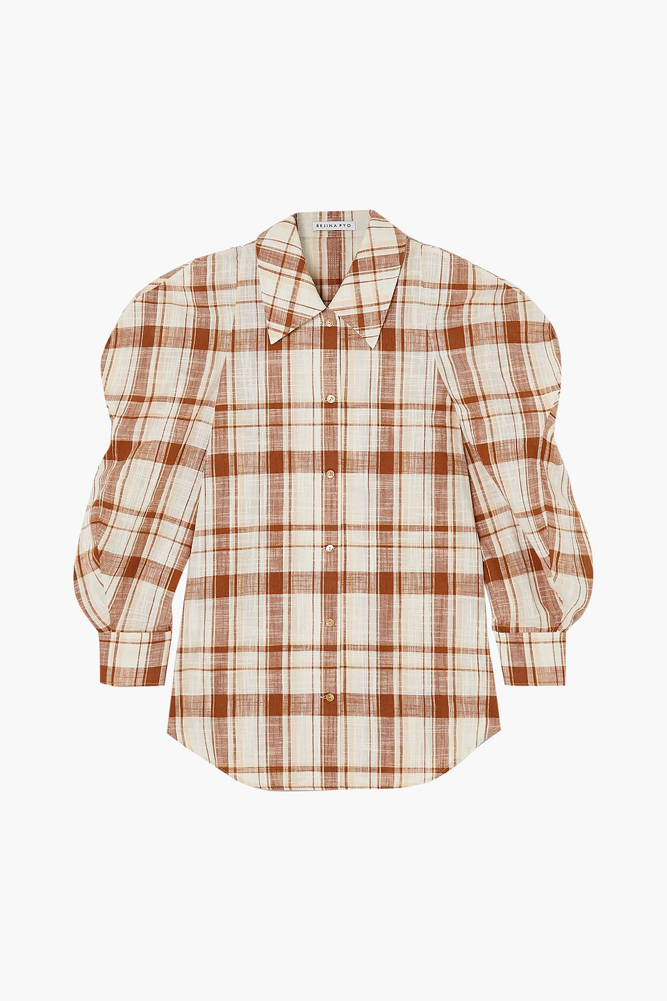 Julia oversized checked cotton and linen-blend shirt