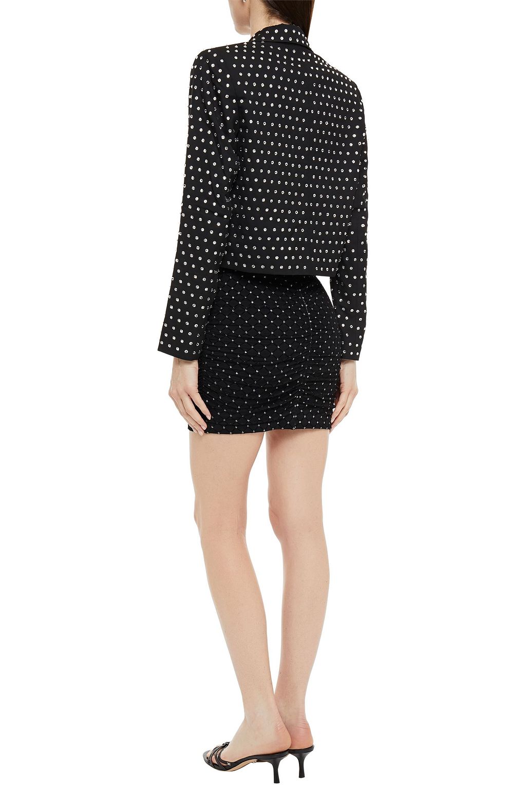 MICHELLE MASON Cropped crystal-embellished crepe tuxedo jacket