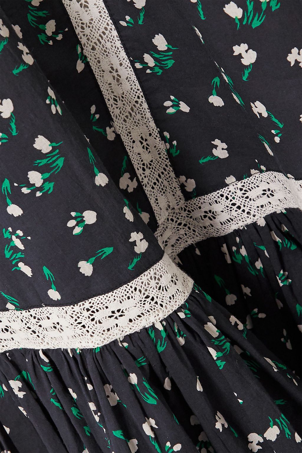 RIXO Ash crochet-trimmed floral-print cotton maxi dress