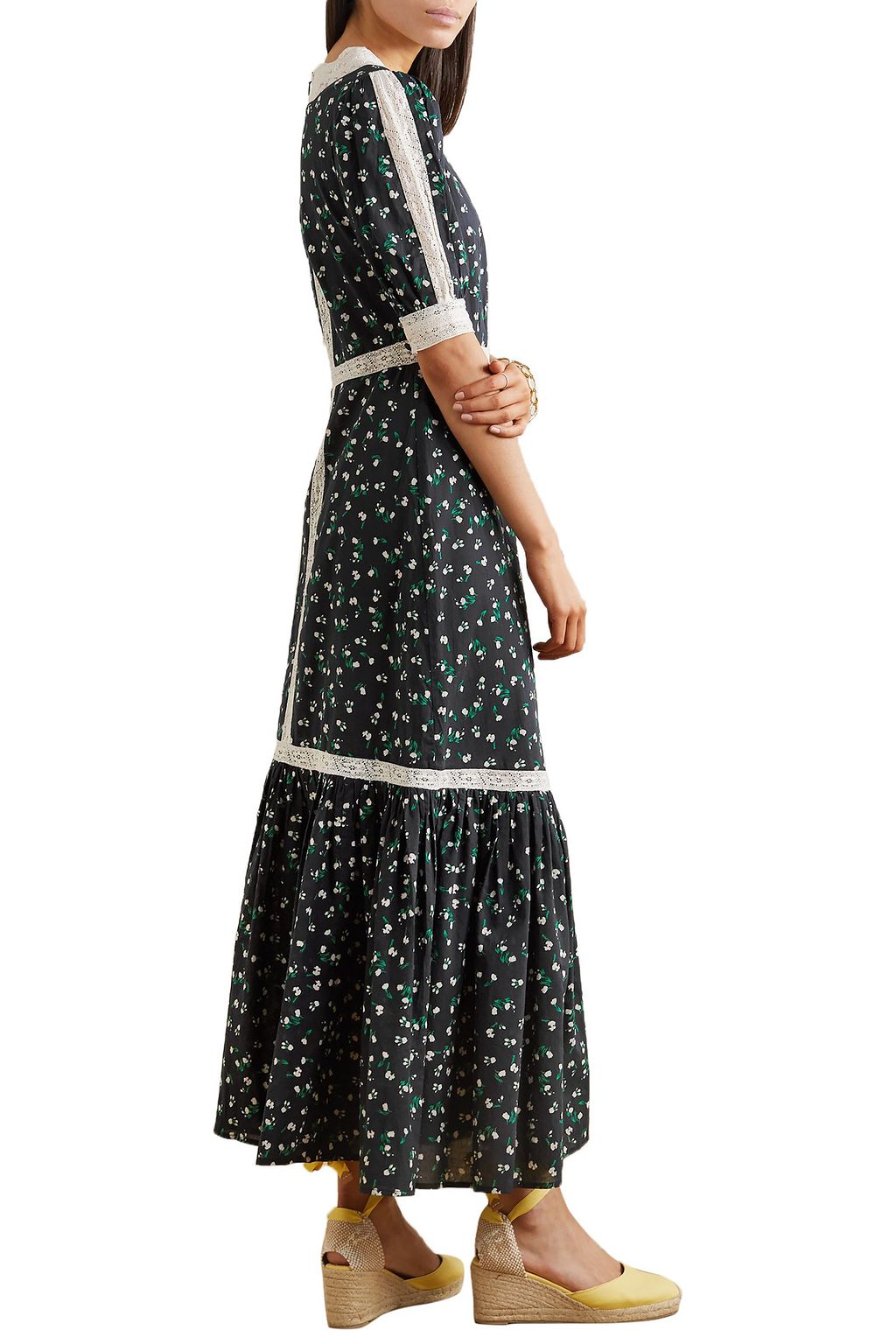 RIXO Ash crochet-trimmed floral-print cotton maxi dress