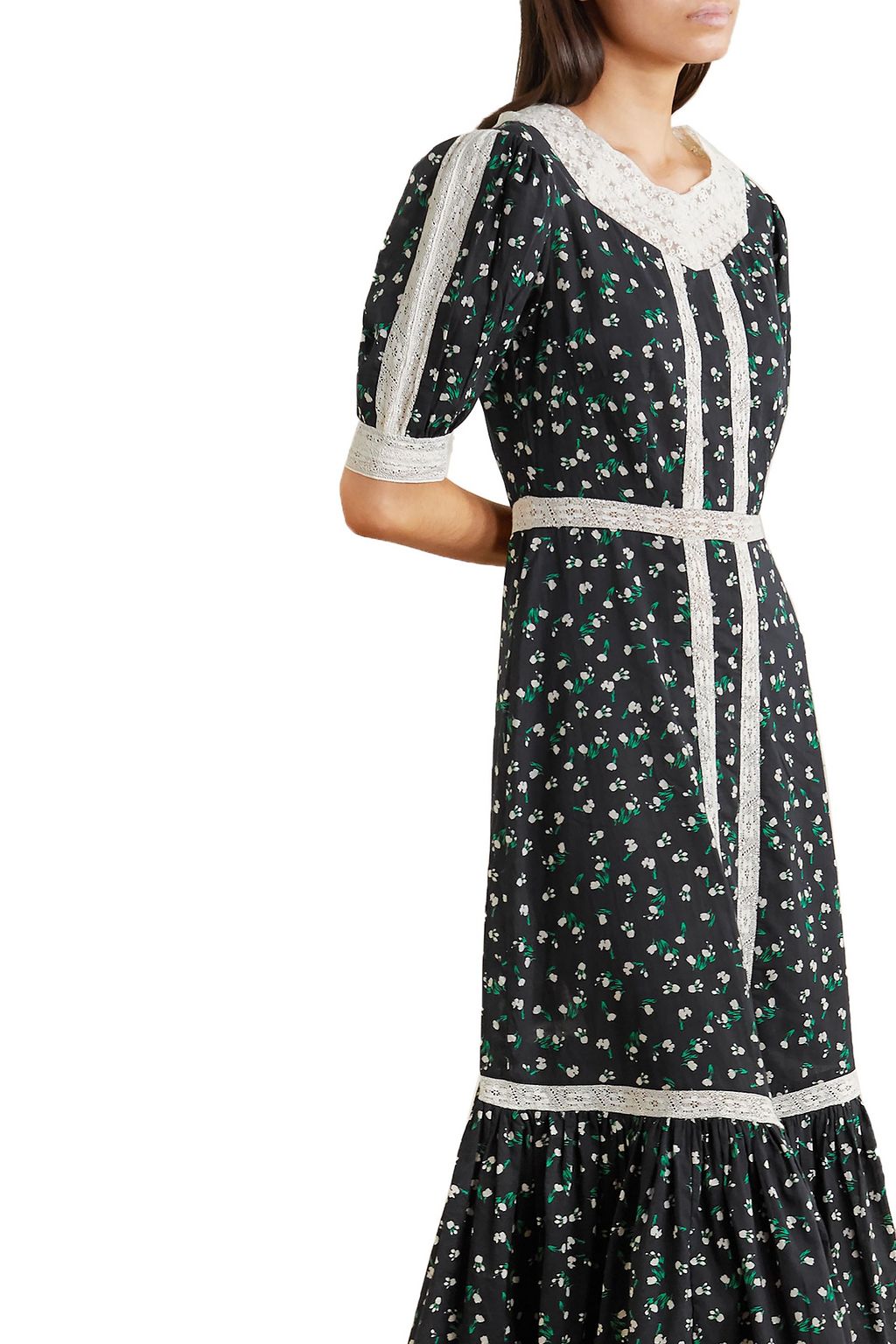 RIXO Ash crochet-trimmed floral-print cotton maxi dress