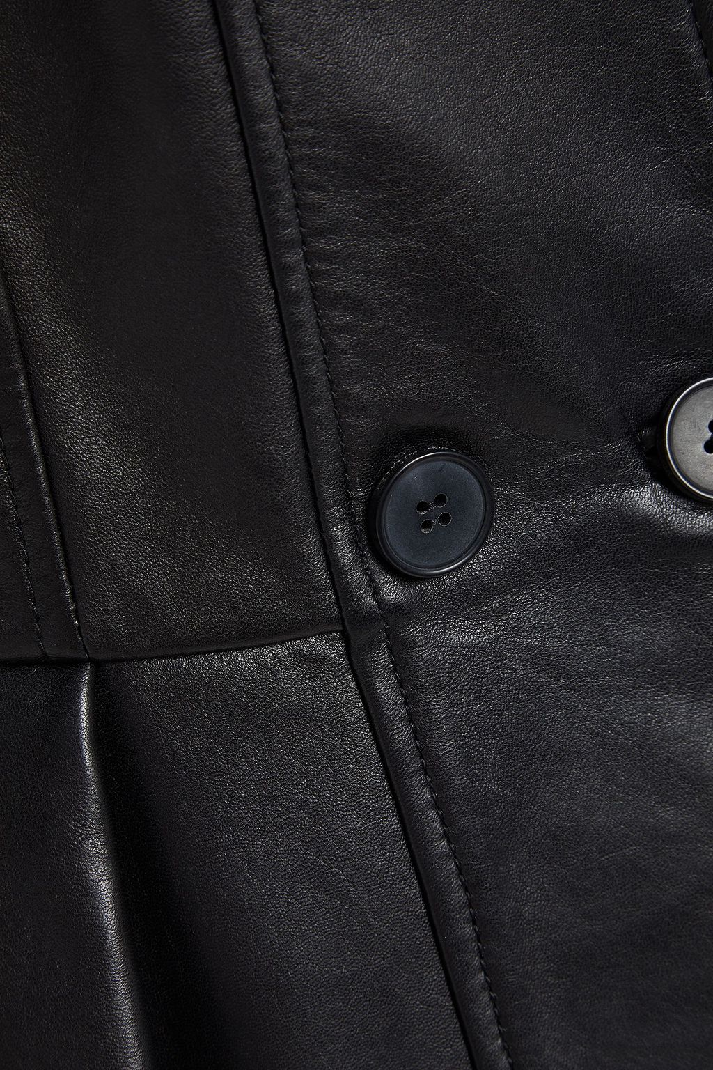 MCQUEEN Double-breasted leather peplum jacket