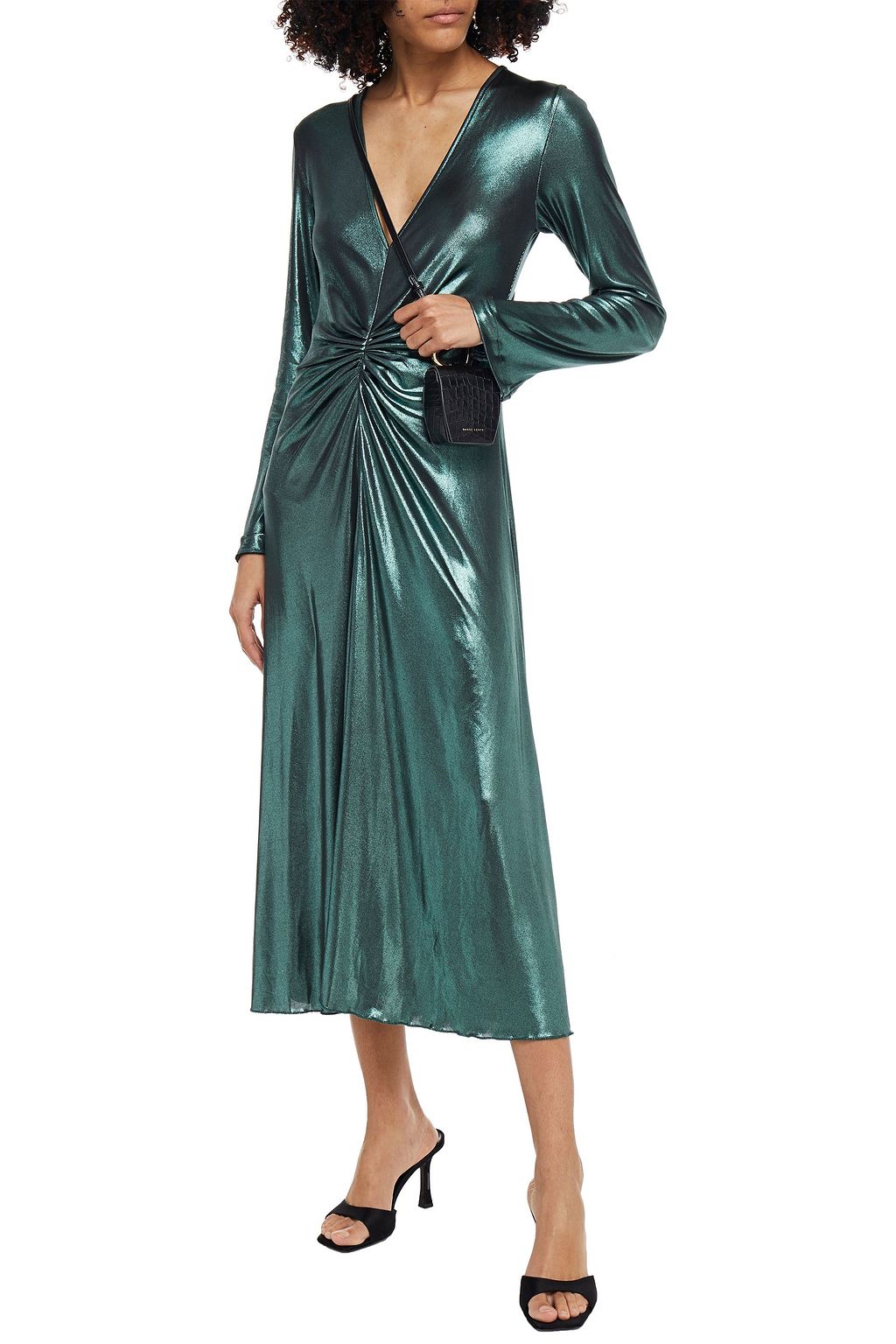 ROTATE BIRGER CHRISTENSEN Ruched stretch-lamé midi dress