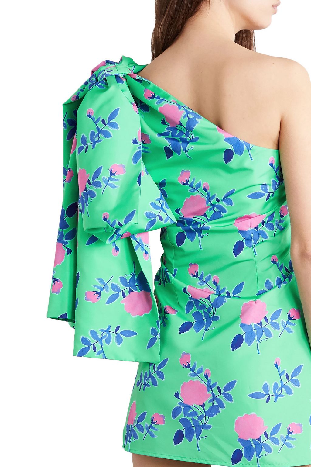 BERNADETTE Josselin one-shoulder draped floral-print taffeta mini dress