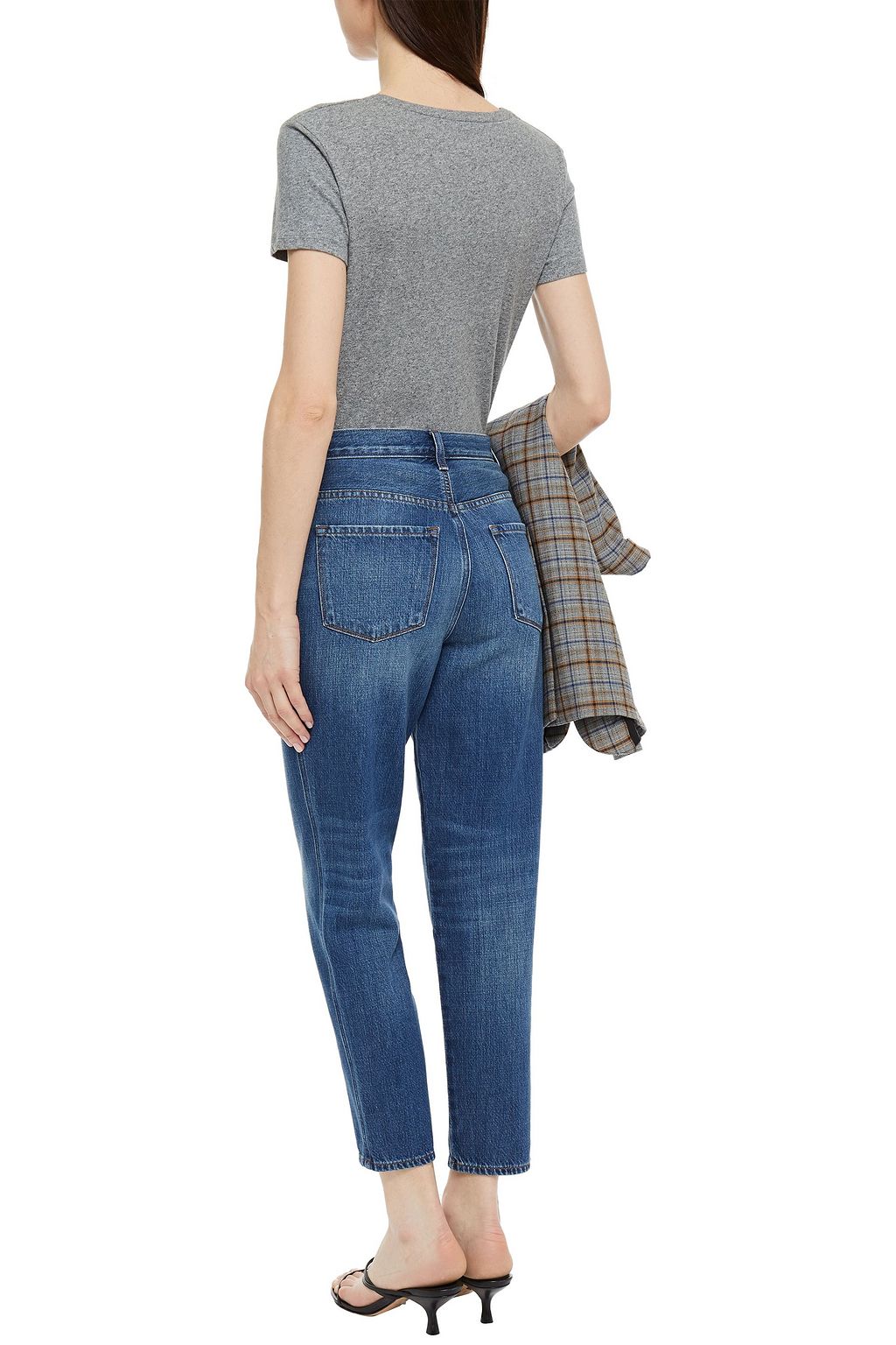 J BRAND Heather cropped faded high-rise straight-leg jeans