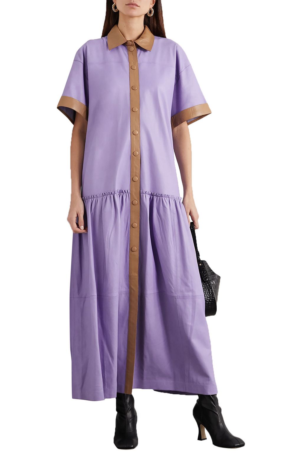 STAND STUDIO Lauren two-tone leather dress