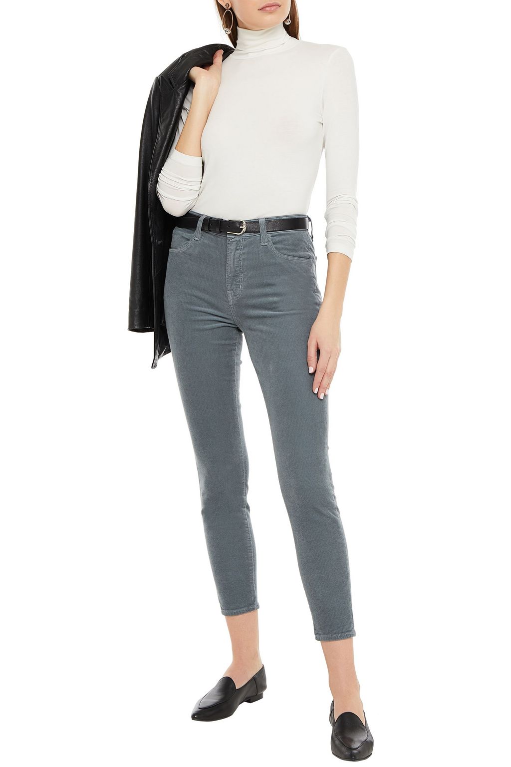 J BRAND Cropped metallic denim skinny pants