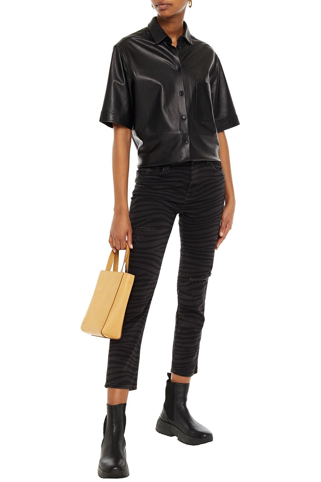 J BRAND Ruby cropped zebra-print high-rise slim-leg jeans