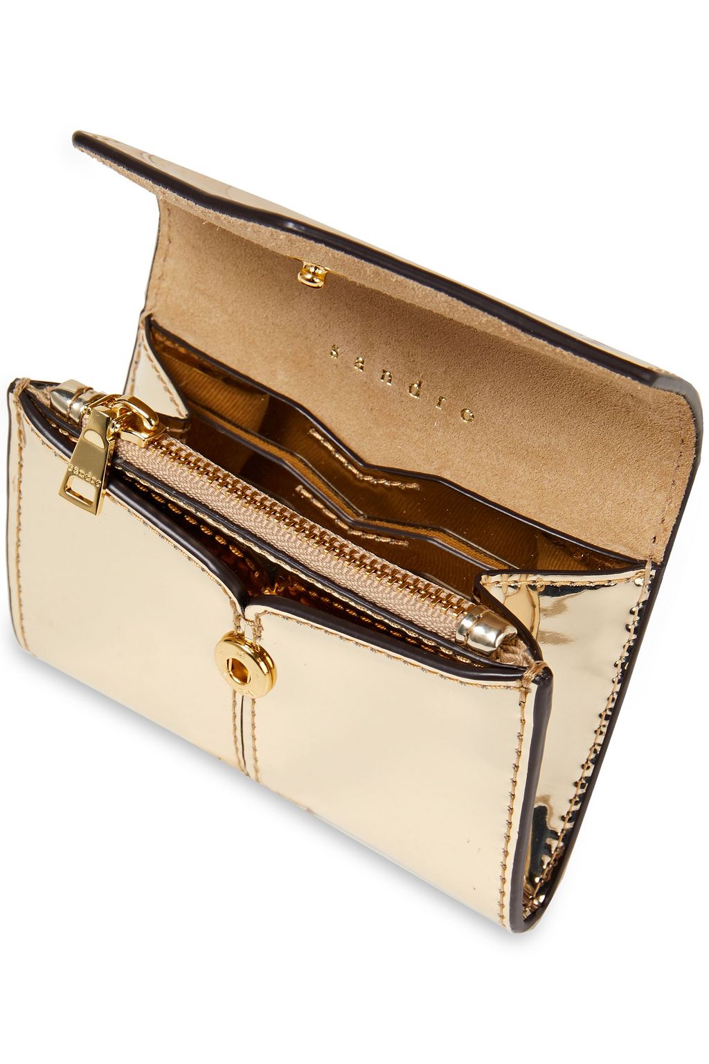 SANDRO Metallic faux patent-leather wallet