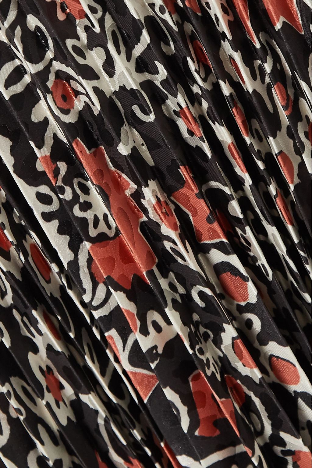 SALONI Kim pleated floral-print satin-jacquard midi skirt