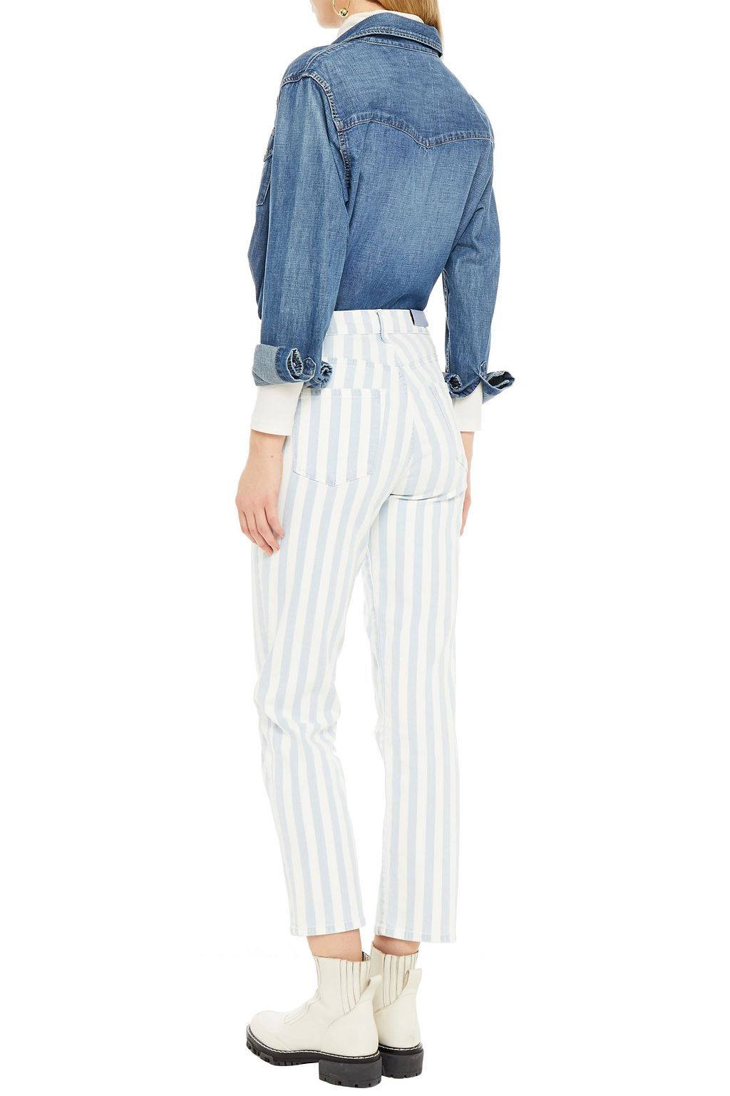 J BRAND Jules striped high-rise straight-leg  jeans