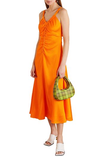 REJINA PYO Toni ruched silk-cloqué midi dress
