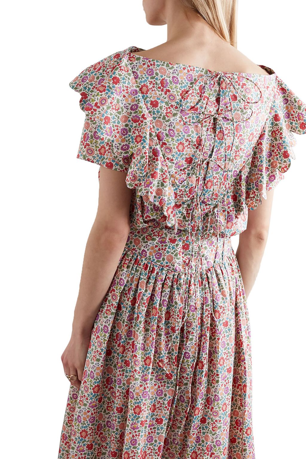 HORROR VACUI Flabella scalloped floral-print cotton-poplin blouse