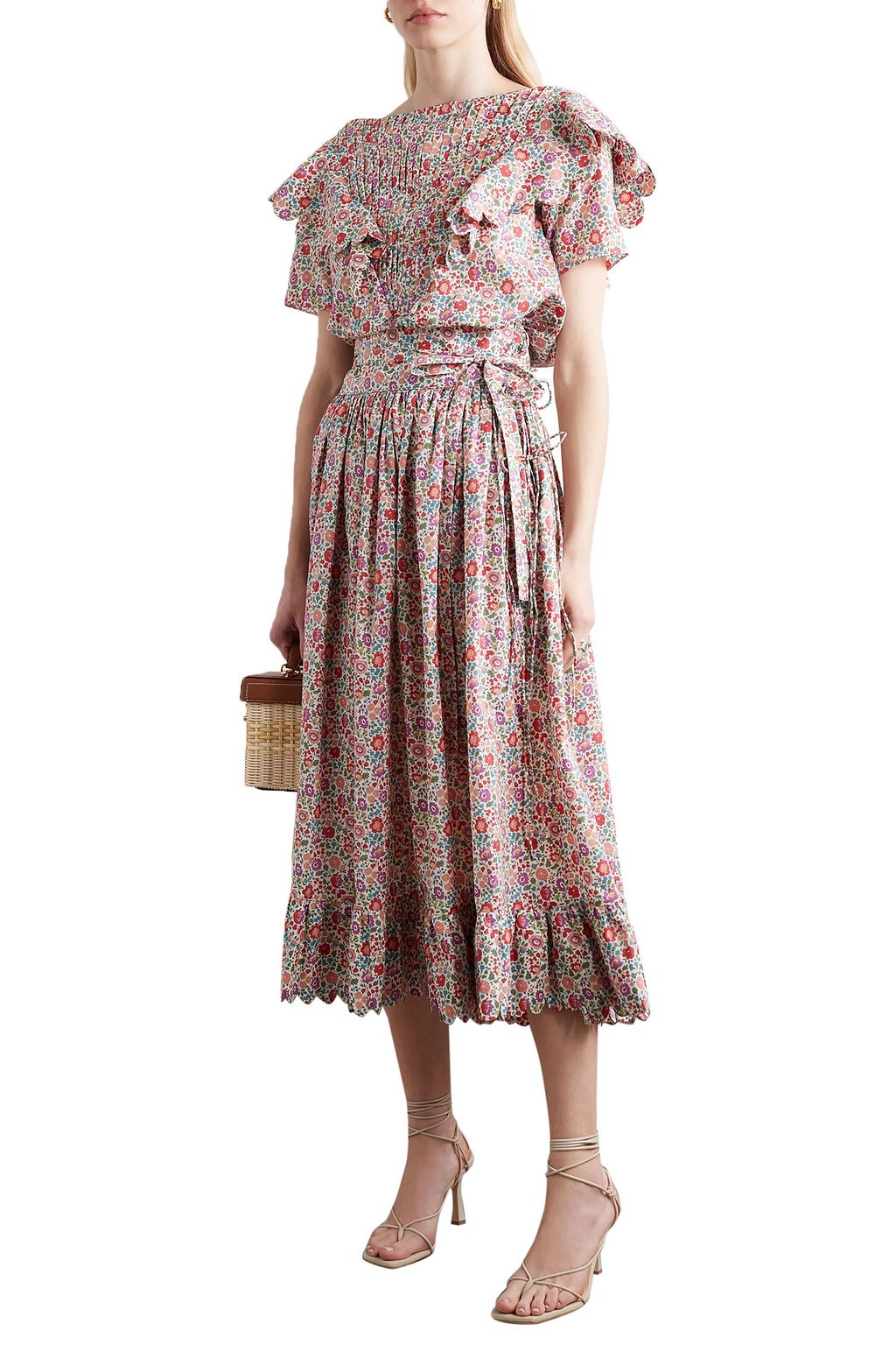HORROR VACUI Flabella scalloped floral-print cotton-poplin blouse