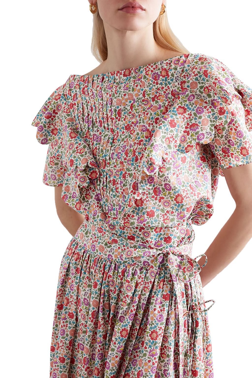 HORROR VACUI Flabella scalloped floral-print cotton-poplin blouse