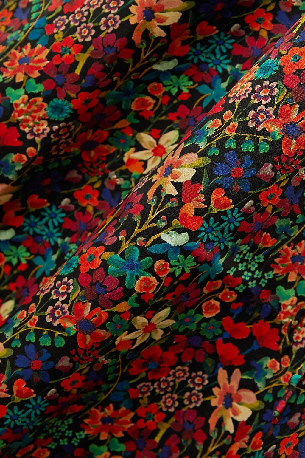 HORROR VACUI Vestia scalloped floral-print silk-satin midi dress