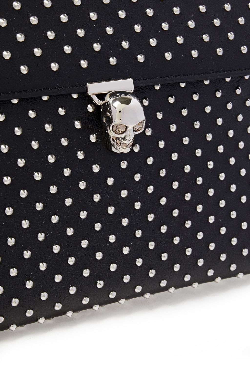MCQUEEN Skull studded leather clutch