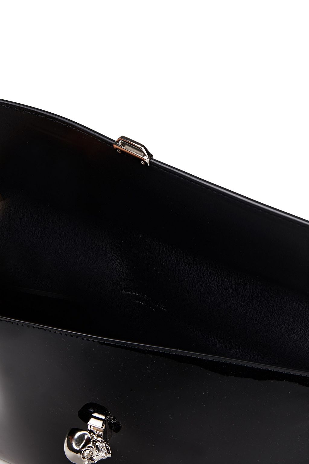 MCQUEEN Skull patent-leather clutch