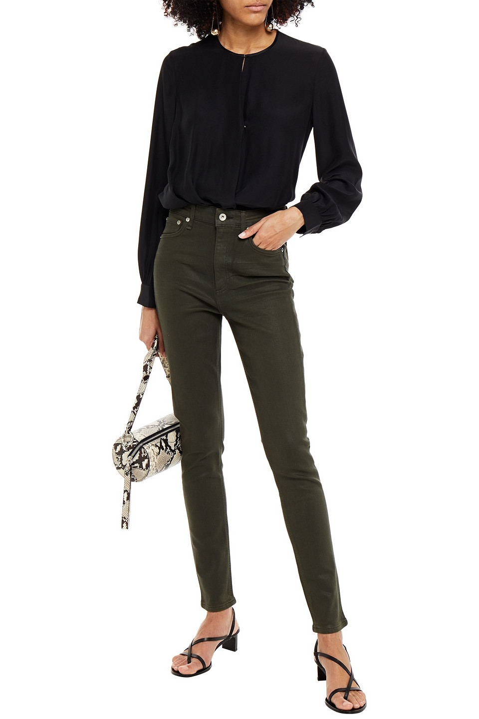 Rag & Bone Nina Coated High-rise Skinny Jeans In Forest Green