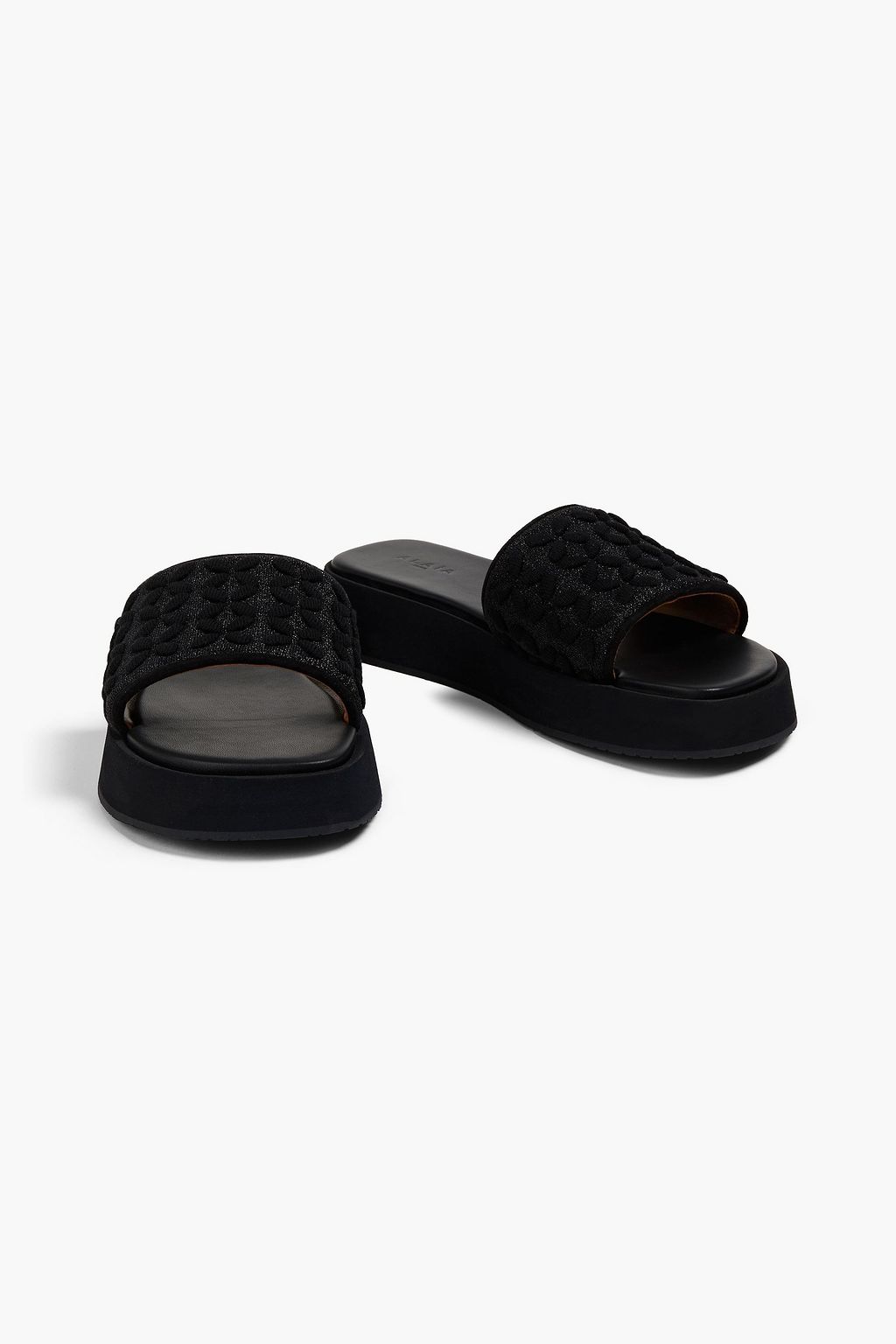 ALAÏA Metallic knitted platform slides