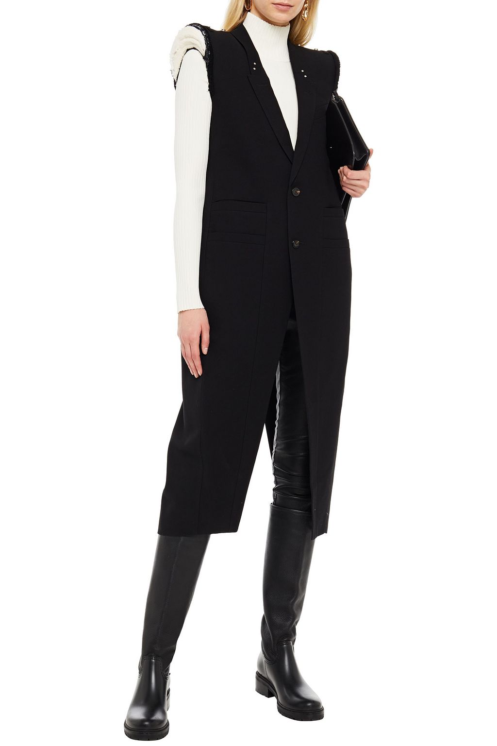 RICK OWENS Wool-blend crepe coat