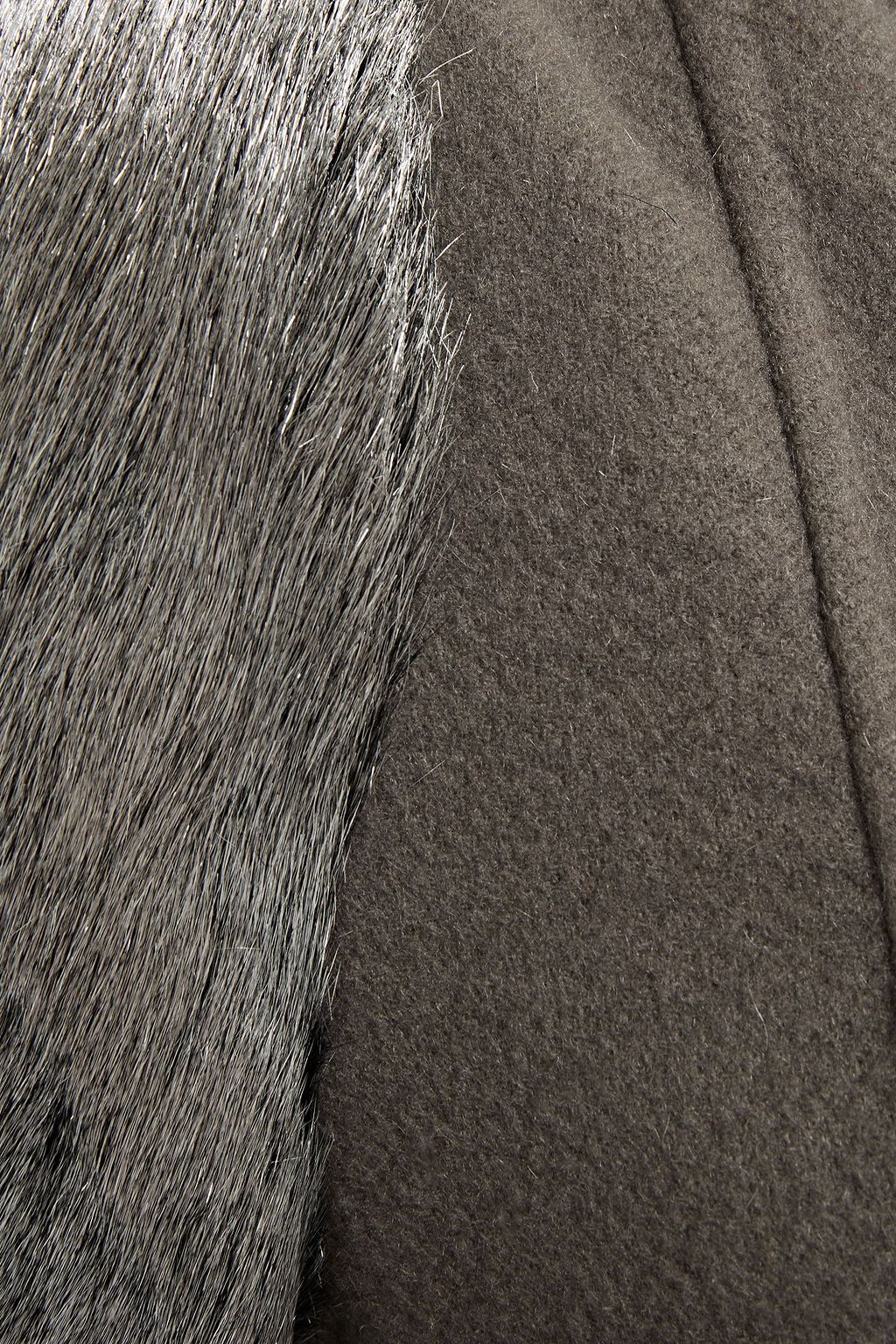 RICK OWENS Metallic shearling-paneled cashmere-felt coat
