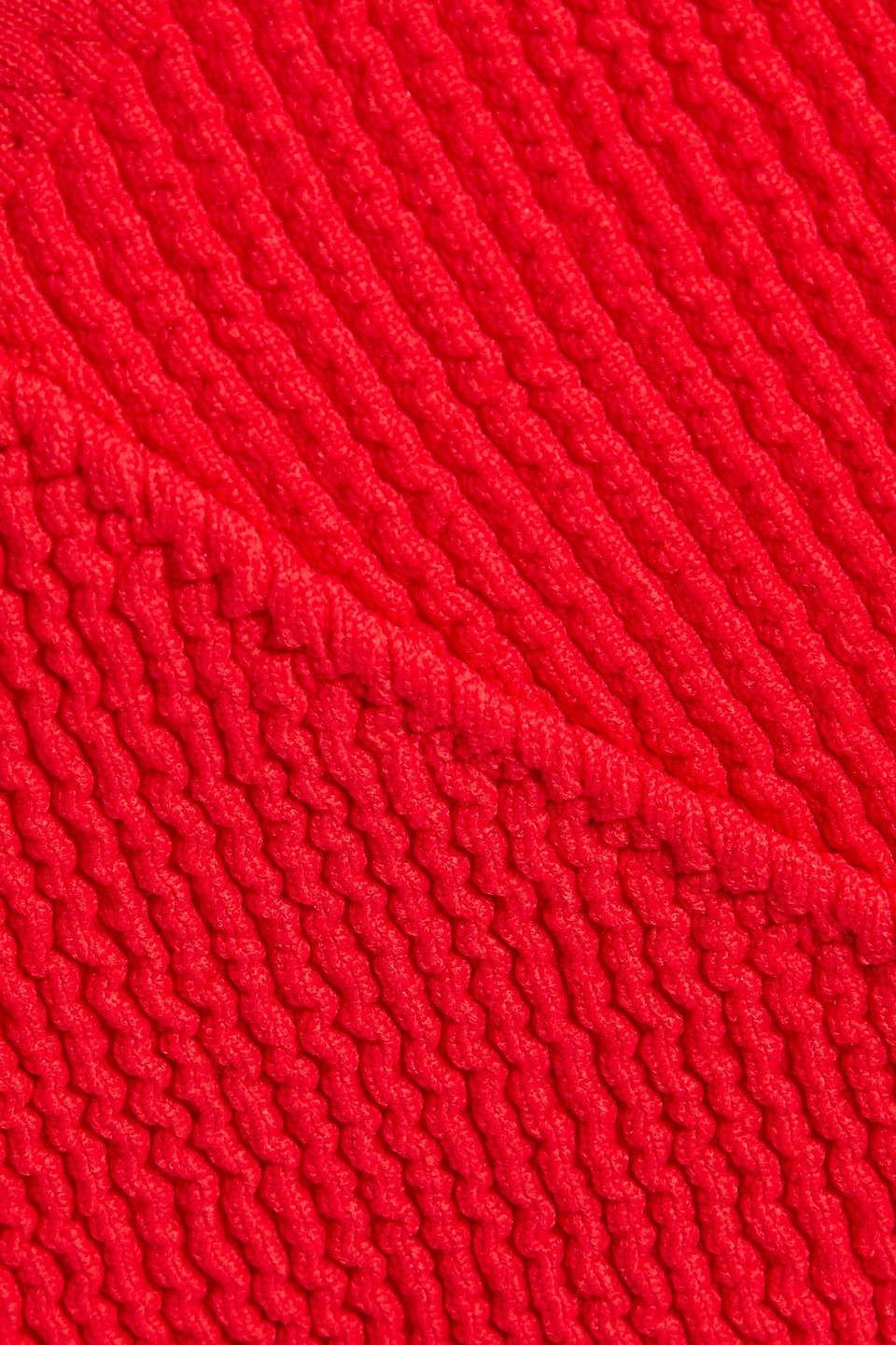 Ganni Seersucker Bikini Top In Red
