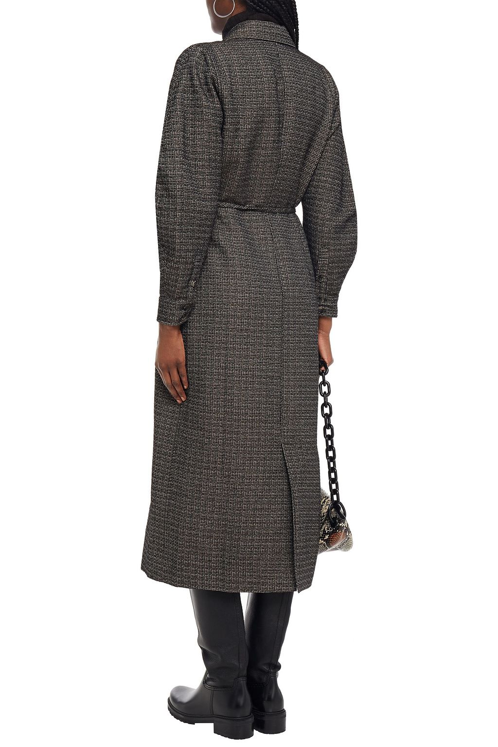 GANNI Double-breasted metallic tweed coat