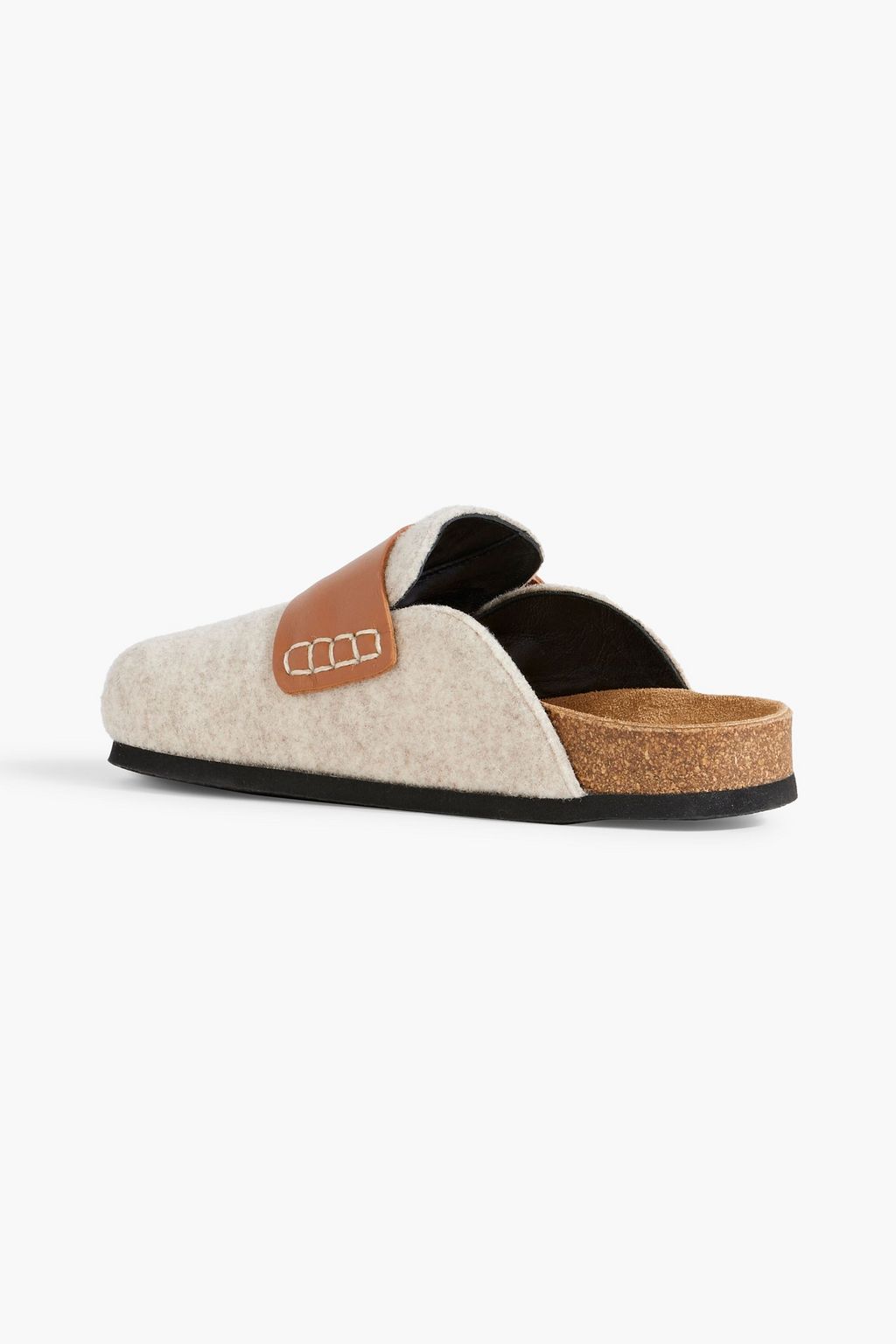 JW ANDERSON Buckled leather-trimmed brushed-felt slippers