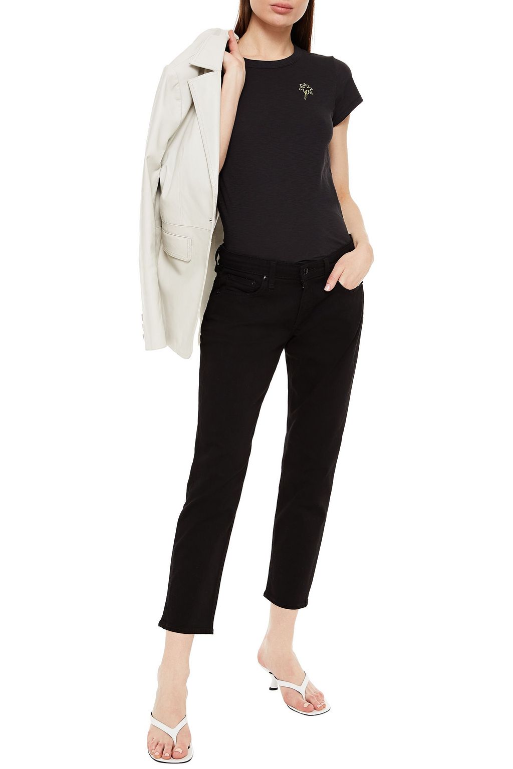 RAG & BONE Embroidered Pima cotton-jersey T-shirt