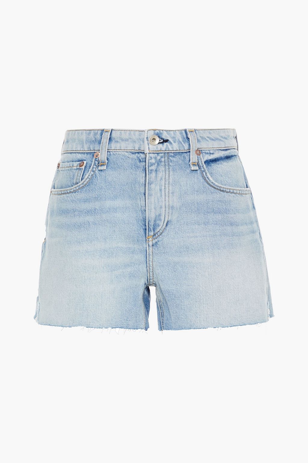 Light denim Dre distressed denim shorts 