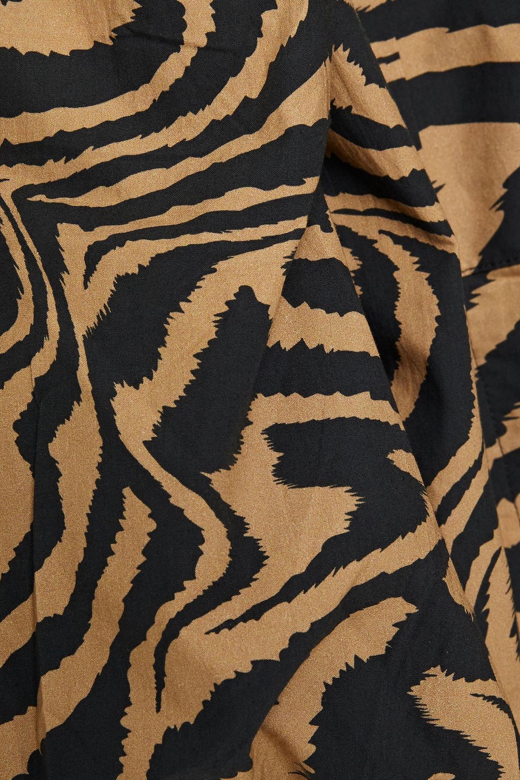 GANNI Gathered tiger-print cotton-poplin mini dress